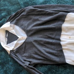 Medium Long sleeve sweater and button up combo